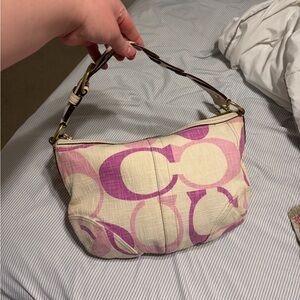 Rare Coach Carly Cream and Pink Women's Bag